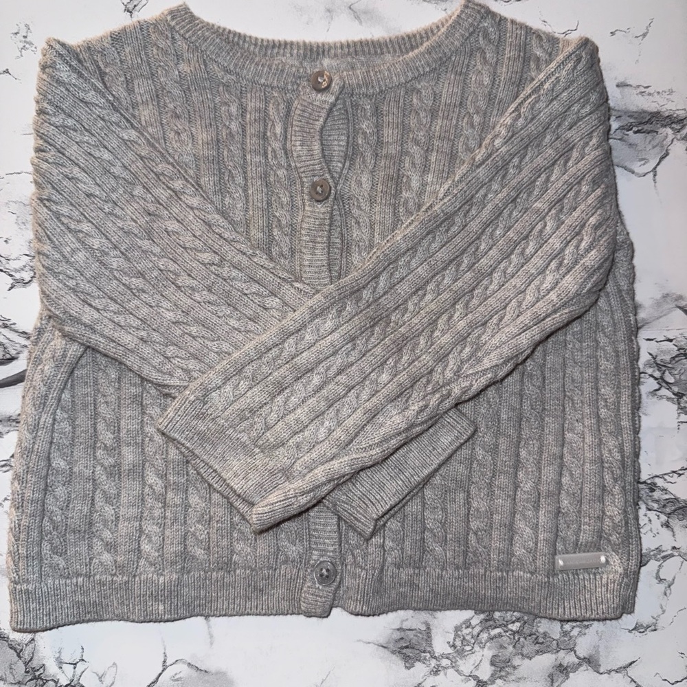 Janie and Jack Gray Cable Knit Cardigan